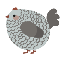 A silver and grey chicken with a lace pattern