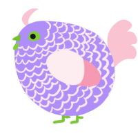 A lilac and rose chicken with a lace pattern