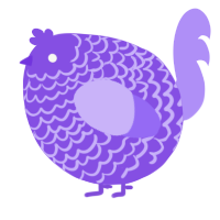 A blurple and lilac chicken with a lace pattern