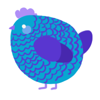 A cerulean and indigo chicken with a lace pattern
