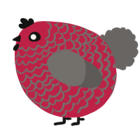A crimson and grey chicken with a lace pattern