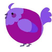 A plum and blurple chicken with a head pattern