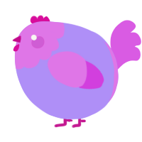 A lilac and orchid chicken with a head pattern