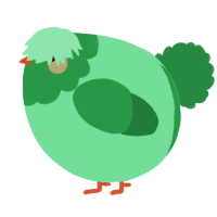 A spring and viridian chicken with a head pattern