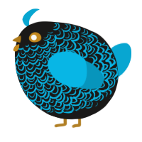 A sable and cerulean chicken with a double-lace pattern