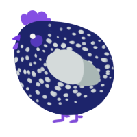 A navy and silver chicken with a speckle pattern