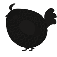 A black and sable chicken with a lace pattern