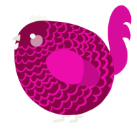 A maroon and fuchsia chicken with a lace pattern