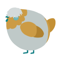 A silver and gold chicken with a head pattern