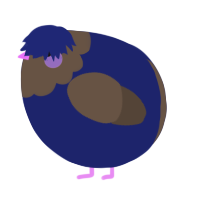 A navy and bark chicken with a head pattern