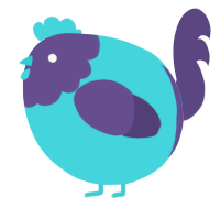 A aqua and overcast chicken with a head pattern
