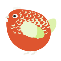 A vermilion and apple chicken with a half-lace pattern
