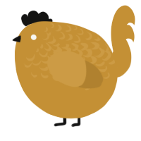 A gold chicken with a half-lace pattern