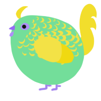 A spring and yellow chicken with a half-lace pattern