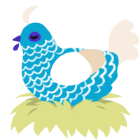 atoll, a cerulean and cream chicken with a lace pattern