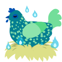 Hundo, a sea and spring chicken with a speckle pattern