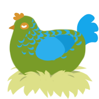 lima bean, a chartreuse and sky chicken with a half-lace pattern