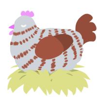 A mist and russet chicken with a bar pattern