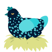 A tumblr and aqua chicken with a speckle pattern