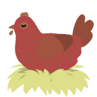 A red and russet chicken with a lace pattern