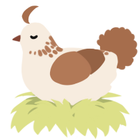 A cream and brown chicken with a neck-speckle pattern