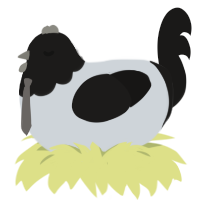 A mist and sable chicken with a head pattern
