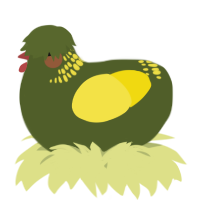 A olive and yellow chicken with a neck-band pattern