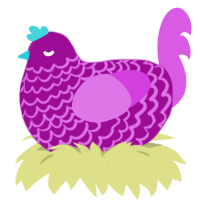 Justine, a plum and orchid chicken with a lace pattern