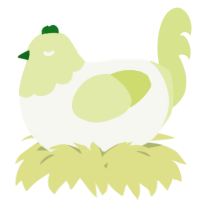 A white and lemon chicken with a head pattern
