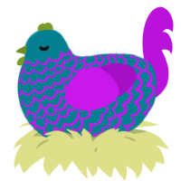 A sea and amethyst chicken with a lace pattern