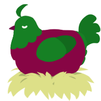 A maroon and leaf chicken with a head pattern