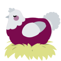 A wine and mist chicken with a head pattern