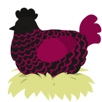 A sable and maroon chicken with a lace pattern