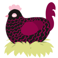 A sable and maroon chicken with a lace pattern