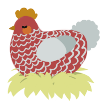 A red and silver chicken with a lace pattern