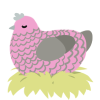 A pink and ash chicken with a lace pattern