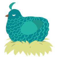 A teal and turquoise chicken with a lace pattern