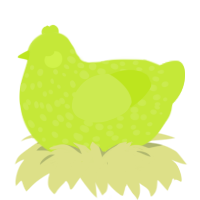A lime chicken with a speckle pattern