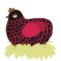 A sable and crimson chicken with a lace pattern