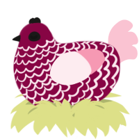 A maroon and rose chicken with a lace pattern