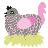 A ash and pink chicken with a lace pattern