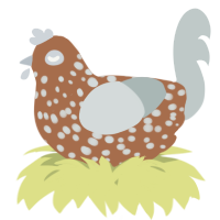 A brown and silver chicken with a speckle pattern