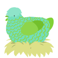 A mint and grass chicken with a lace pattern
