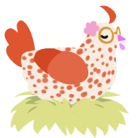 peeled Orange, a cream and vermilion chicken with a speckle pattern
