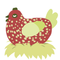 Honeycrisp, a red and lemon chicken with a speckle pattern