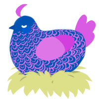 A ultramarine and orchid chicken with a double-lace pattern