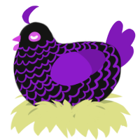 A black and violet chicken with a lace pattern