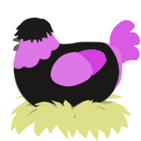A sable and orchid chicken with a head pattern