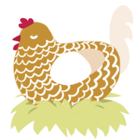 Bounce, a gold and cream chicken with a lace pattern
