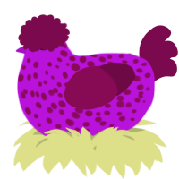 A amethyst and wine chicken with a speckle pattern